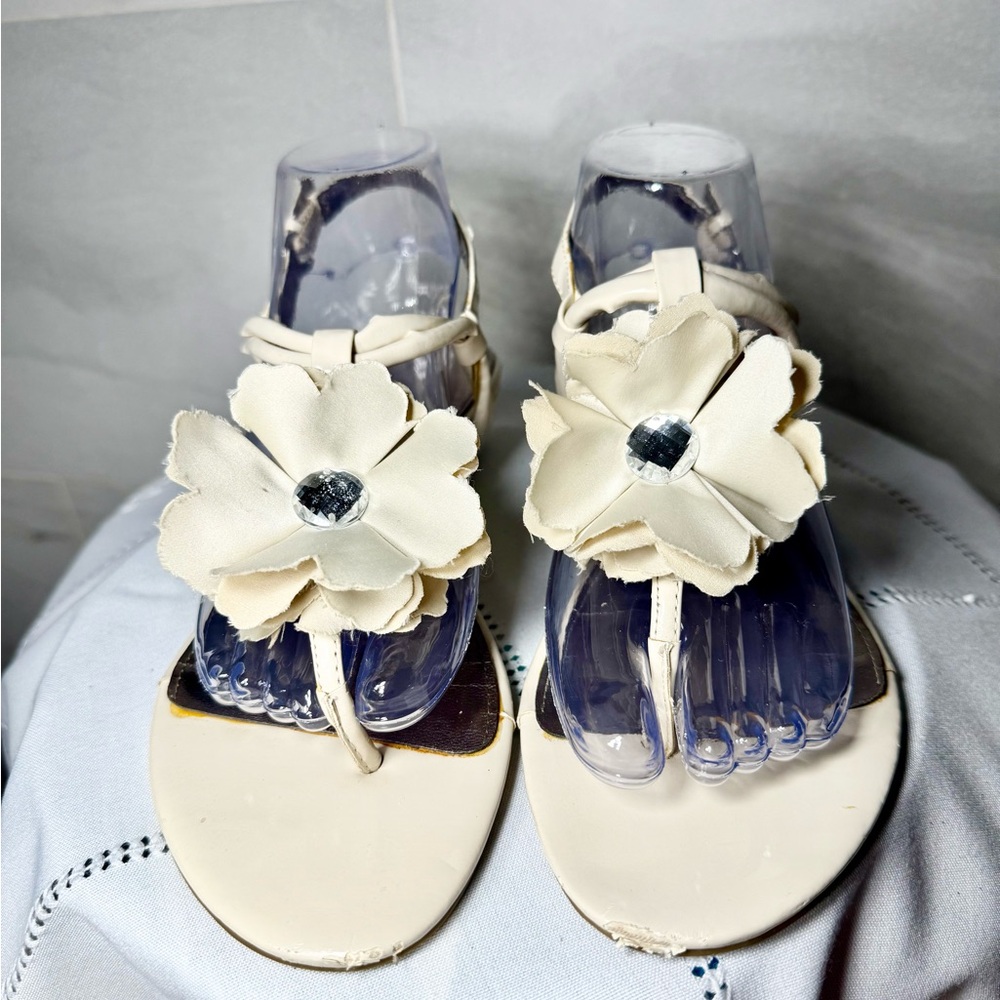 Alfani Elegant Cream Floral Women's Sandals Size 8 Euro 39